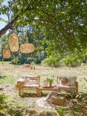 Lyktor med glas Natur Bambu Musu | Bloomingville