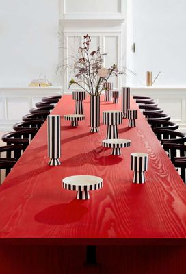 OYOY Toppu Bricka Vit/Svart Stengods Ø20 cm