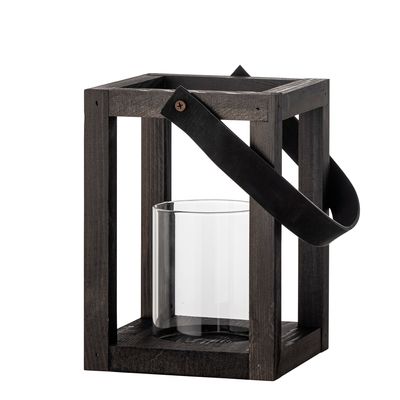 Lyktor med glas Svart Furu Lyra | Bloomingville
