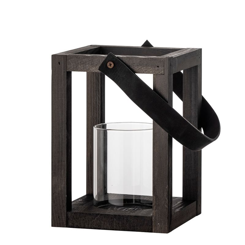 Lyktor med glas Svart Furu Lyra | Bloomingville