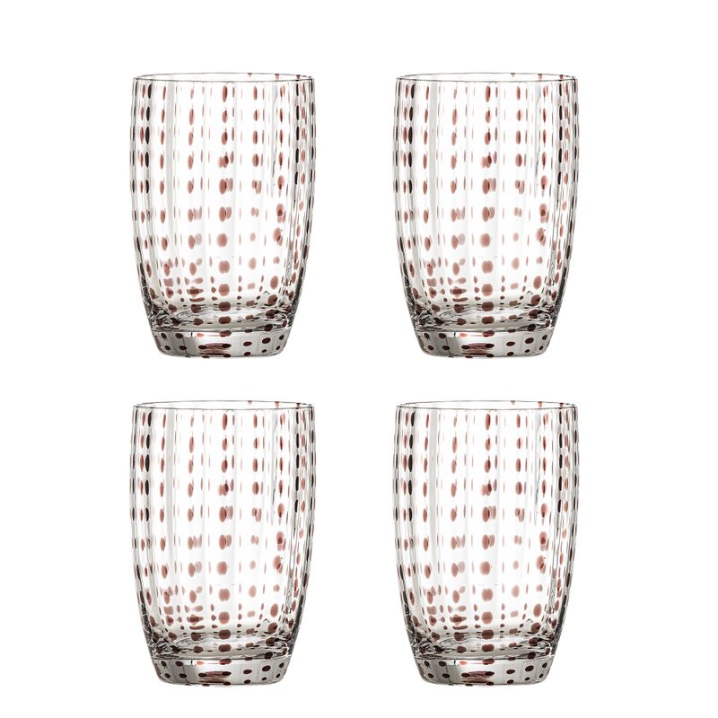 Bloomingville Brinley Dricksglas, Brun, Glas Ø7,5xH11 cm, Set om 4
