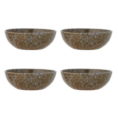 Bloomingville Paula Skålset, Blå, Stengods Ø16xH6 cm, Set om 4