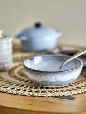 Bloomingville Paula Skålset, Grå, Stengods Ø16xH6 cm, Set om 4