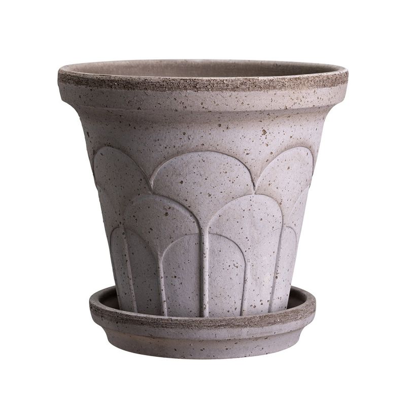 Bergs Potter Fleur RAW Kruka Med Fat Grå, Ø 21 cm