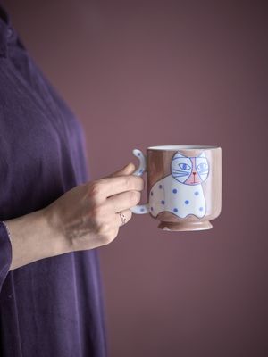 Bloomingville Missy Mugg, Brun, Stengods Ø8,5xH9 cm, Set om 4