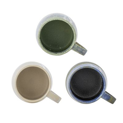 Bloomingville Cloe Mugg, Blå, Stengods Ø9,5xH10 cm, Set om 3
