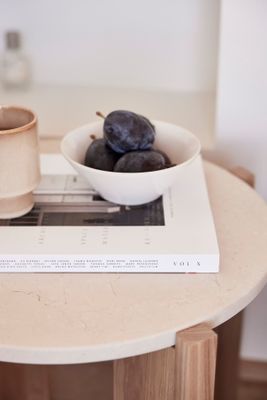 Lune Marmor Soffbord Natur/Vit Aska Oyoy Living Ø50cm