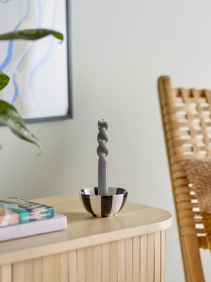 Ljusstake Svart Stengods Eja | Bloomingville