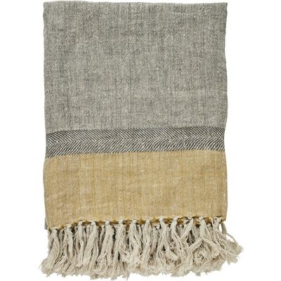 Lene Bjerre Ana Pläd Grå Linne 170x130 cm