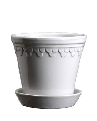 Bergs Potter Københavner GLAZED Kruka Med Fat Mineralvit, Ø 18 cm