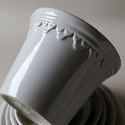Bergs Potter Københavner GLAZED Kruka Med Fat Mineralvit, Ø 18 cm
