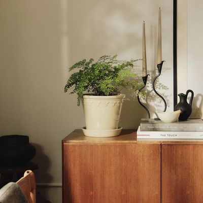 Bergs Potter Københavner GLAZED Kruka Med Fat Sandsten, Ø 25 cm