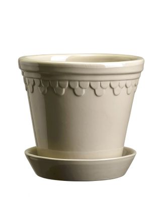 Bergs Potter Københavner GLAZED Kruka Med Fat Sandsten, Ø 25 cm