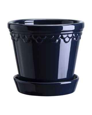 Bergs Potter Københavner GLAZED Kruka Med Fat Safirblå, Ø 18 cm