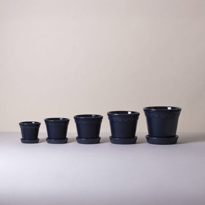 Bergs Potter Københavner GLAZED Kruka Med Fat Safirblå, Ø 21 cm