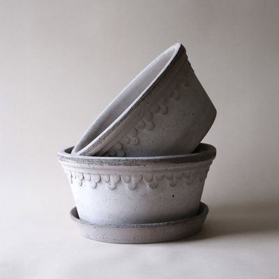 Bergs Potter Københavner RAW Låg Kruka Med Fat Grå, Ø 30 cm