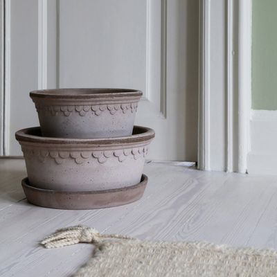 Bergs Potter Københavner RAW Låg Kruka Med Fat Grå, Ø 30 cm