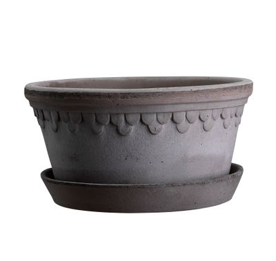 Bergs Potter Københavner RAW Låg Kruka Med Fat Grå, Ø 30 cm