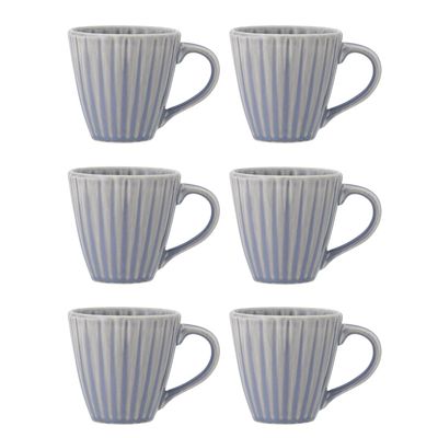 Bloomingville Latina Mug. Multipack, Ljusblå, Stengods Ø8,5xH8,5 cm, Set om 6