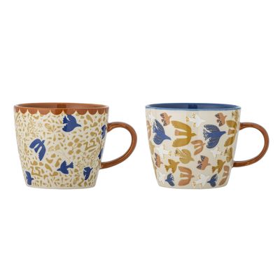 Bloomingville Anniversary Mugg, Multi, Stengods Ø9,5xH8 cm, Set om 2