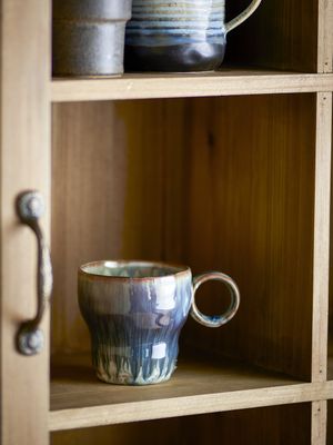 Bloomingville Nigel Kopp, Blå, Stengods Ø9xH9 cm, Set om 4