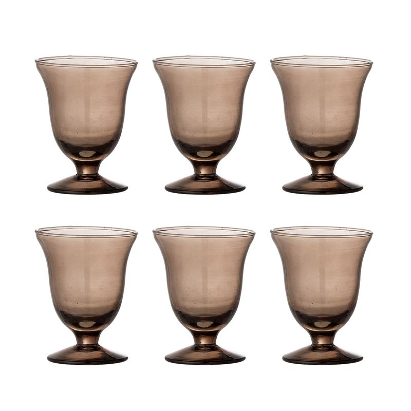 Bloomingville Florentine Vinglasset, Brun, Återvunnet Glas Ø8xH10 cm, Set om 6