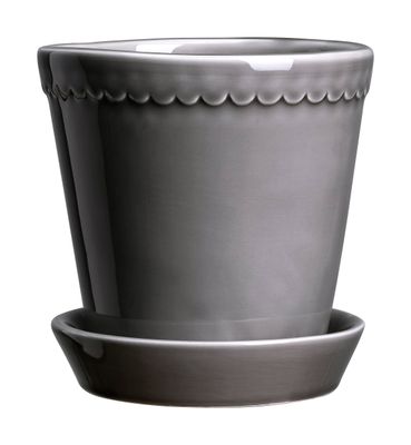 Bergs Potter Helena GLAZED Kruka Med Fat Pärlgrå, Ø 18 cm