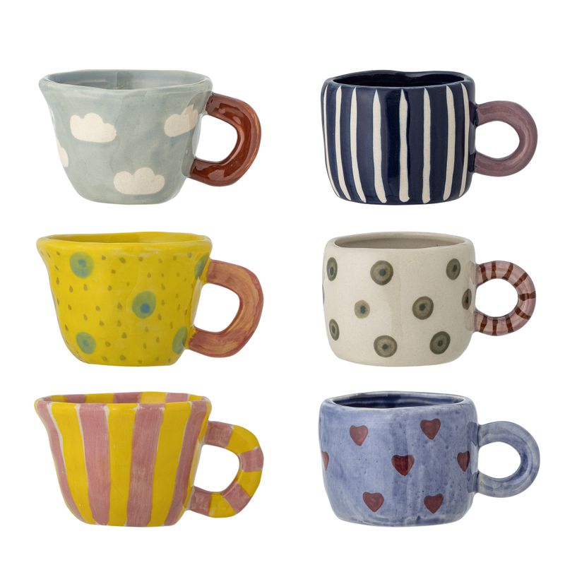 Nini Cup, Multipack Blå Stengods Ø7.5 cm Set om 6 Bloomingville