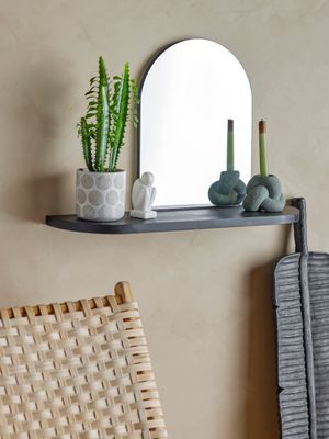 Spegel med hylla Svart MDF Annlie | Bloomingville