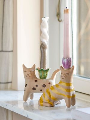 Ljusstake Brun Stengods Mamie Set om 2 | Bloomingville