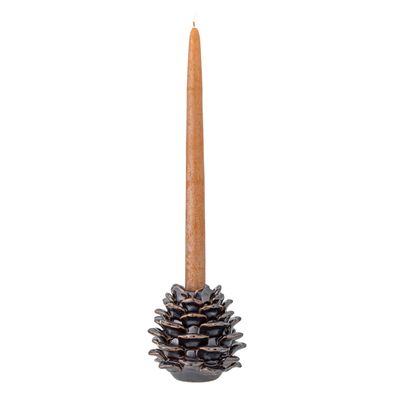 Ljusstake Brun Stengods Pine | Bloomingville