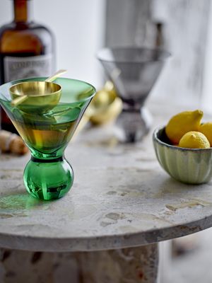 Bloomingville Corliss Cocktailglas, Grön, Glas Ø9,5xH11 cm, Set om 4