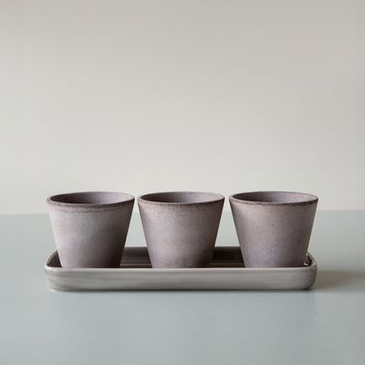 Bergs Potter Julie RAW Kruka Med Fat Grå, Ø 25 cm