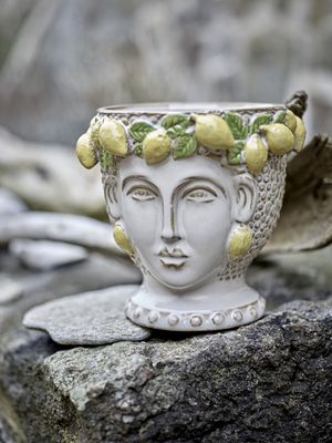 Bloomingville Limone Blomkruka, Gul, Stengods Ø16,5xH16 cm