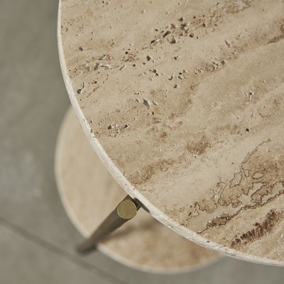 Lene Bjerre Traville Pelarbord Linne Travertin