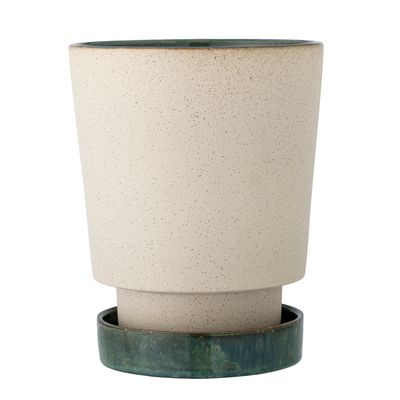 Kruka med fat Natur Stengods Idril | Bloomingville