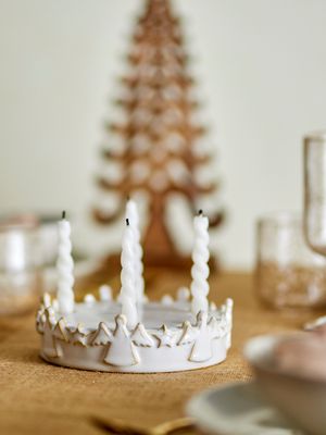Adventsljusstake Vit Stengods Starry | Bloomingville