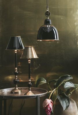 Abbey Lampfot Svart/Antikmäss 40cm Svart/mässing | PR Home