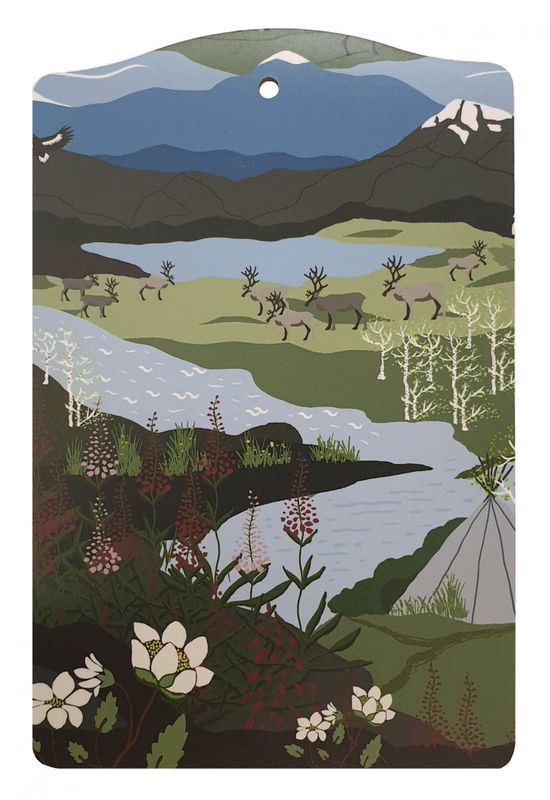 Fjällvandring grön/blå serveringsbräda Arvidssons Textil