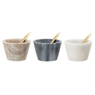 Saltburk med sked Vit Marmor | Bloomingville Creative