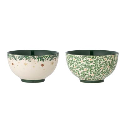Skål Grön Stengods Grazia Set om 2 | Bloomingville