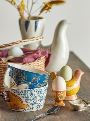Äggkopp Blå Stengods Birdy Set om 2 | Bloomingville