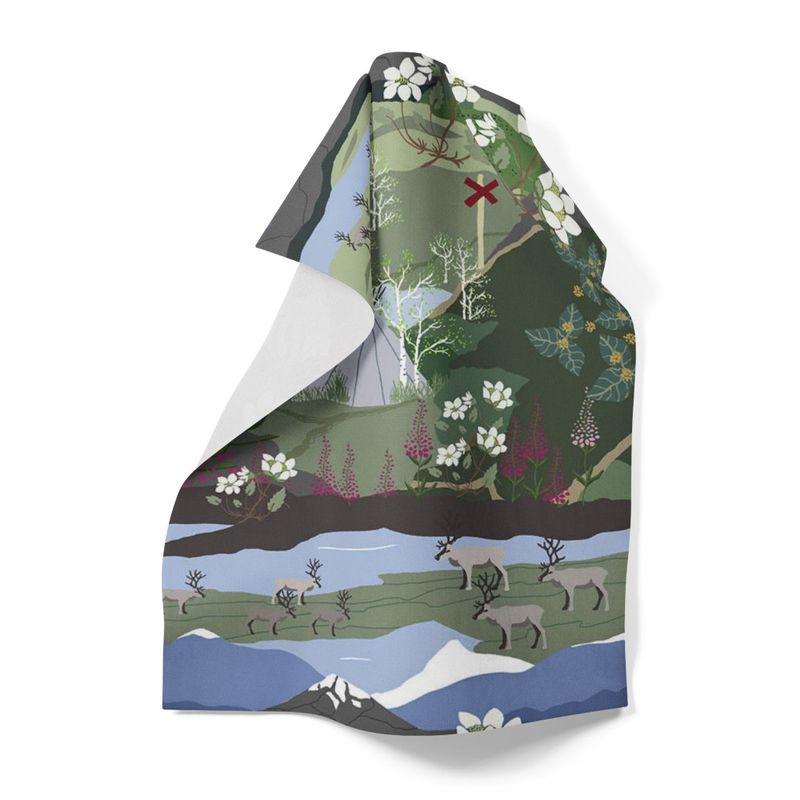 Fjällvandring grön/blå handduk Arvidssons Textil
