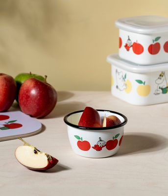 Muurla Mumin Emaljskål Joyfull Apples 3 dl, Röd