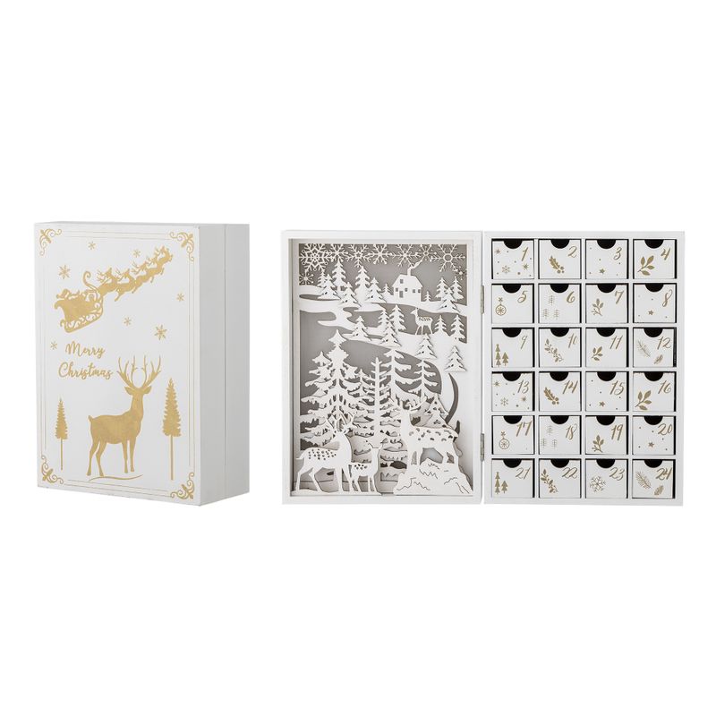 Elimar Calendar w/light Vit Plywood H29cm Bloomingville