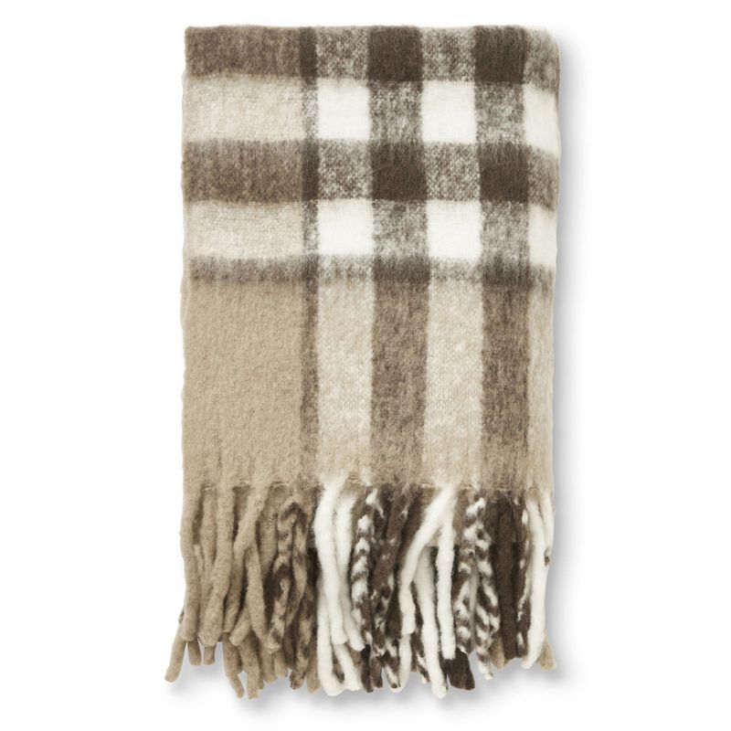 Jakobsdals Black check mohair Pläd 130x170 cm Brun