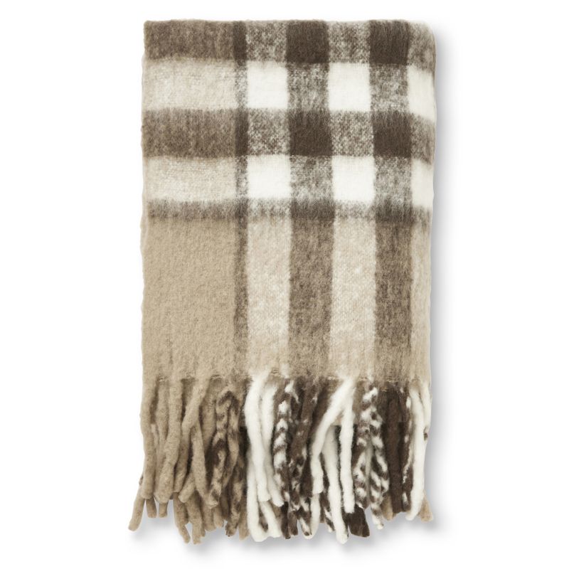 Jakobdahls Black check mohair Pläd 130x170 cm Brun