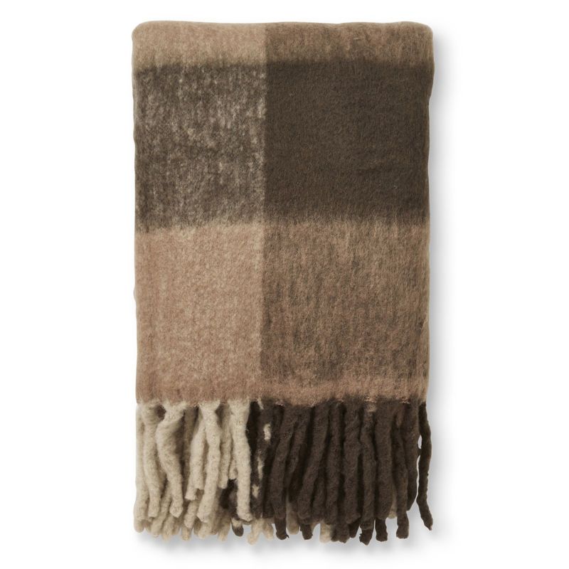 Jakobsdals Brown check mohair Pläd 130x170 cm Brun/Svart