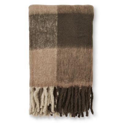 Jakobdahls Brown check mohair Pläd 130x170 cm Brun/Svart