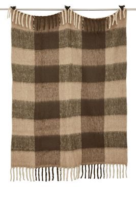 Jakobsdals Brown check mohair Pläd 130x170 cm Brun/Svart